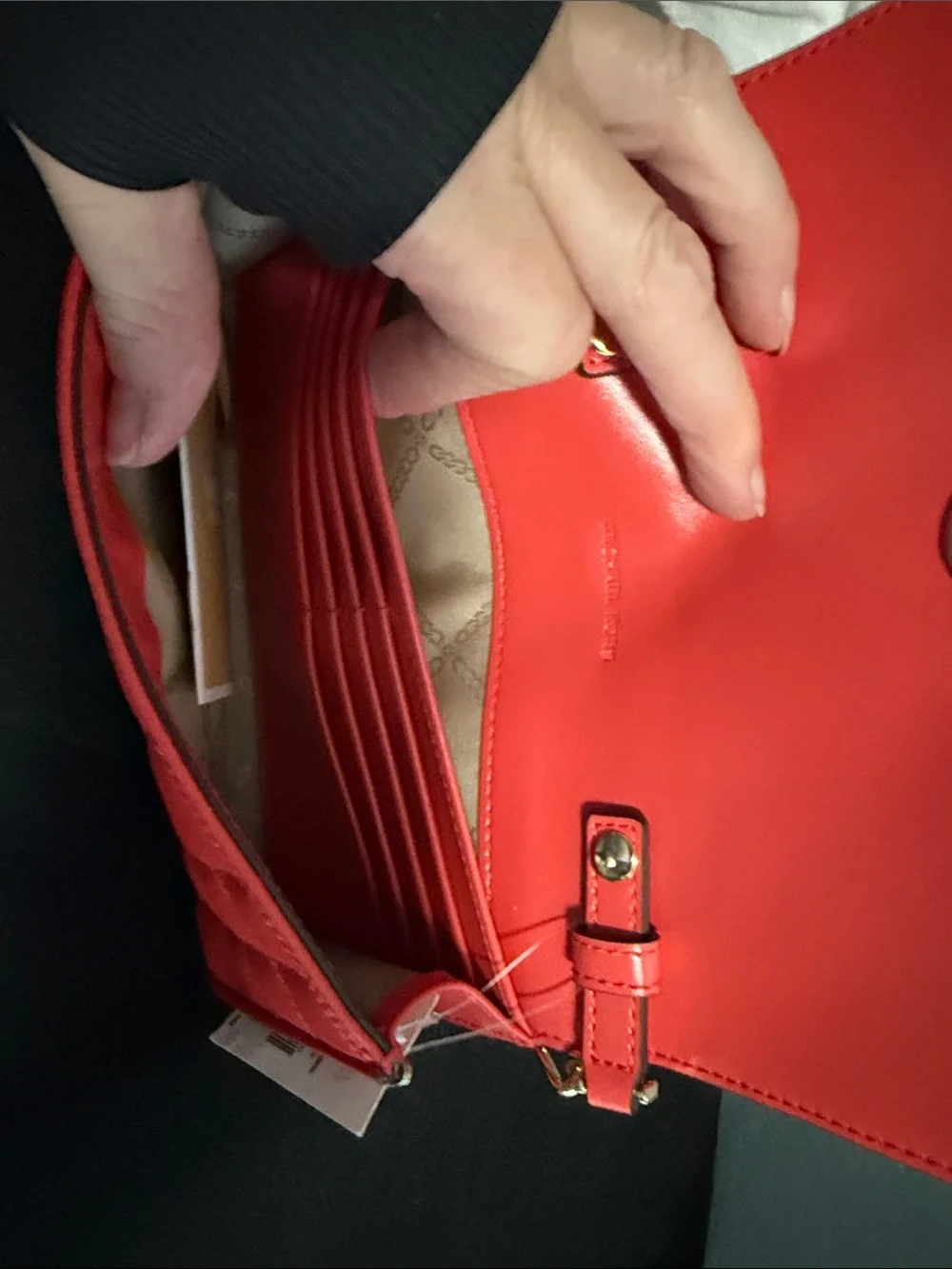 Michael Kors Coral-Red Quilted Crossbody with Gold Chain